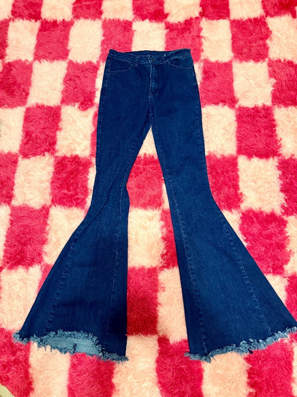 Alter’d State Medium Dark Wash Extreme Flare Bell Bottom Jeans Raw Hem